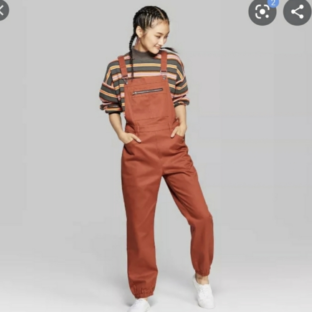 NWOT Wild Fable orange overalls